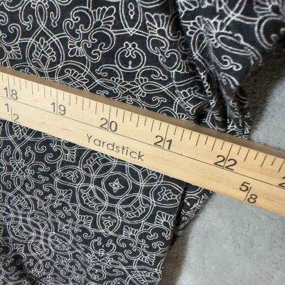 Lucky Brand Top 1X Boho V Neck Long Sleeves Black White Embroidered Whimsical - Picture 6 of 9
